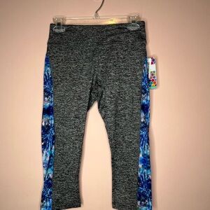 NWT LuLaRoe Jade Gray Leggings with Blue Panels